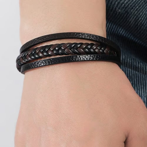 Natural Stone Leather Braided Bracelet