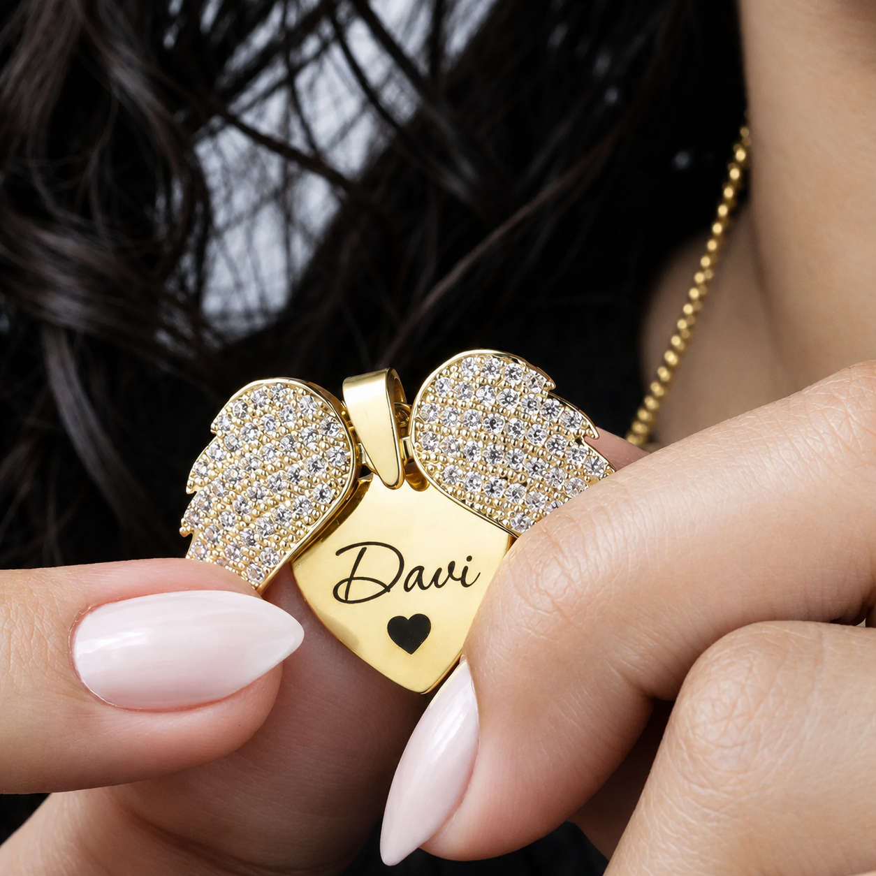 Personalized Angel Wings  Necklace