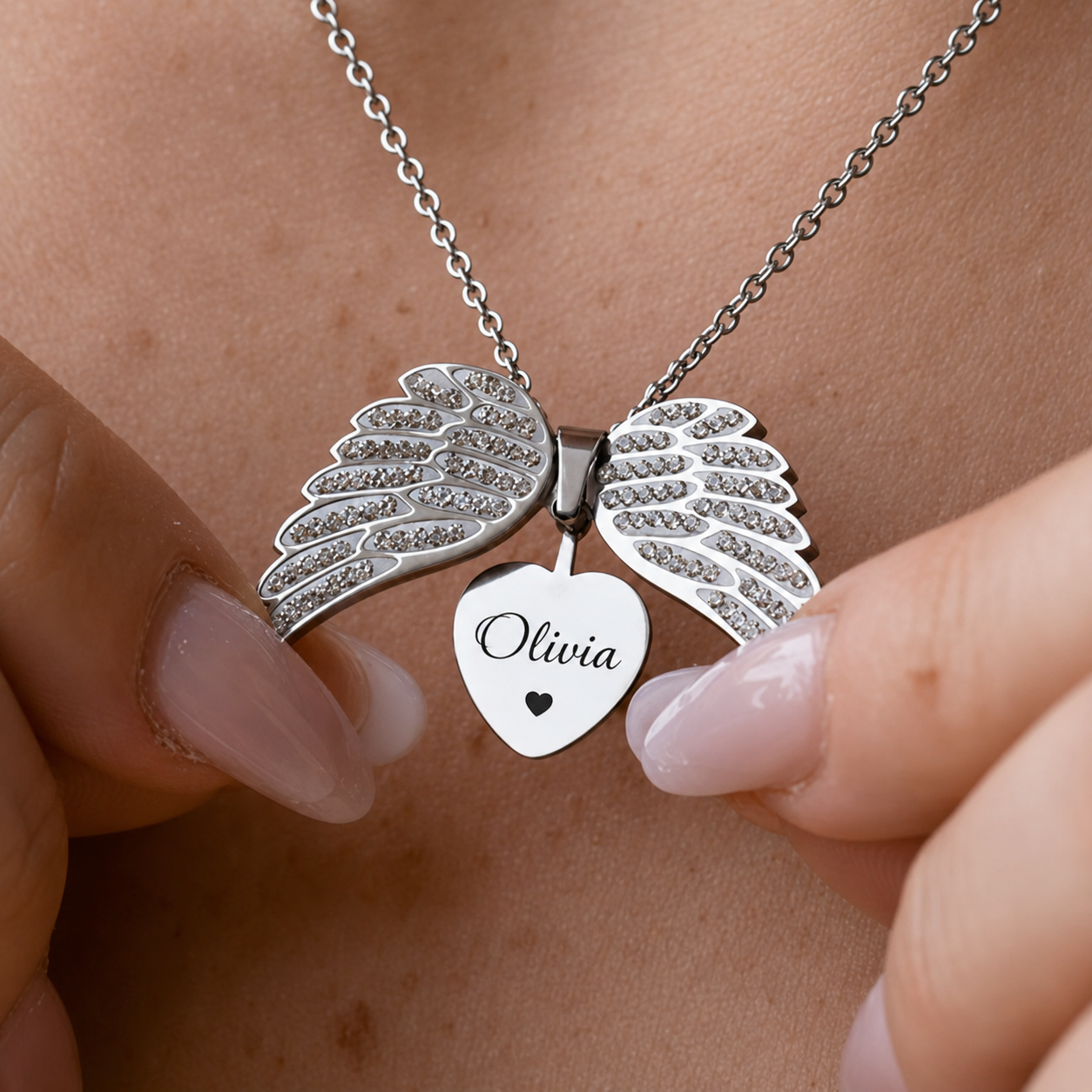 Personalized Angel Wings  Necklace