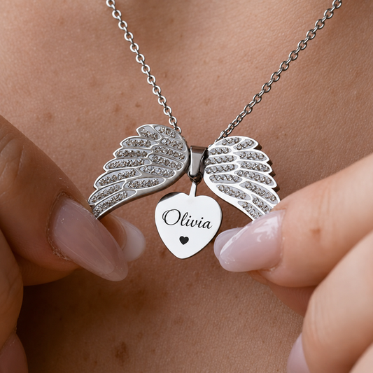 Personalized Angel Wings  Necklace