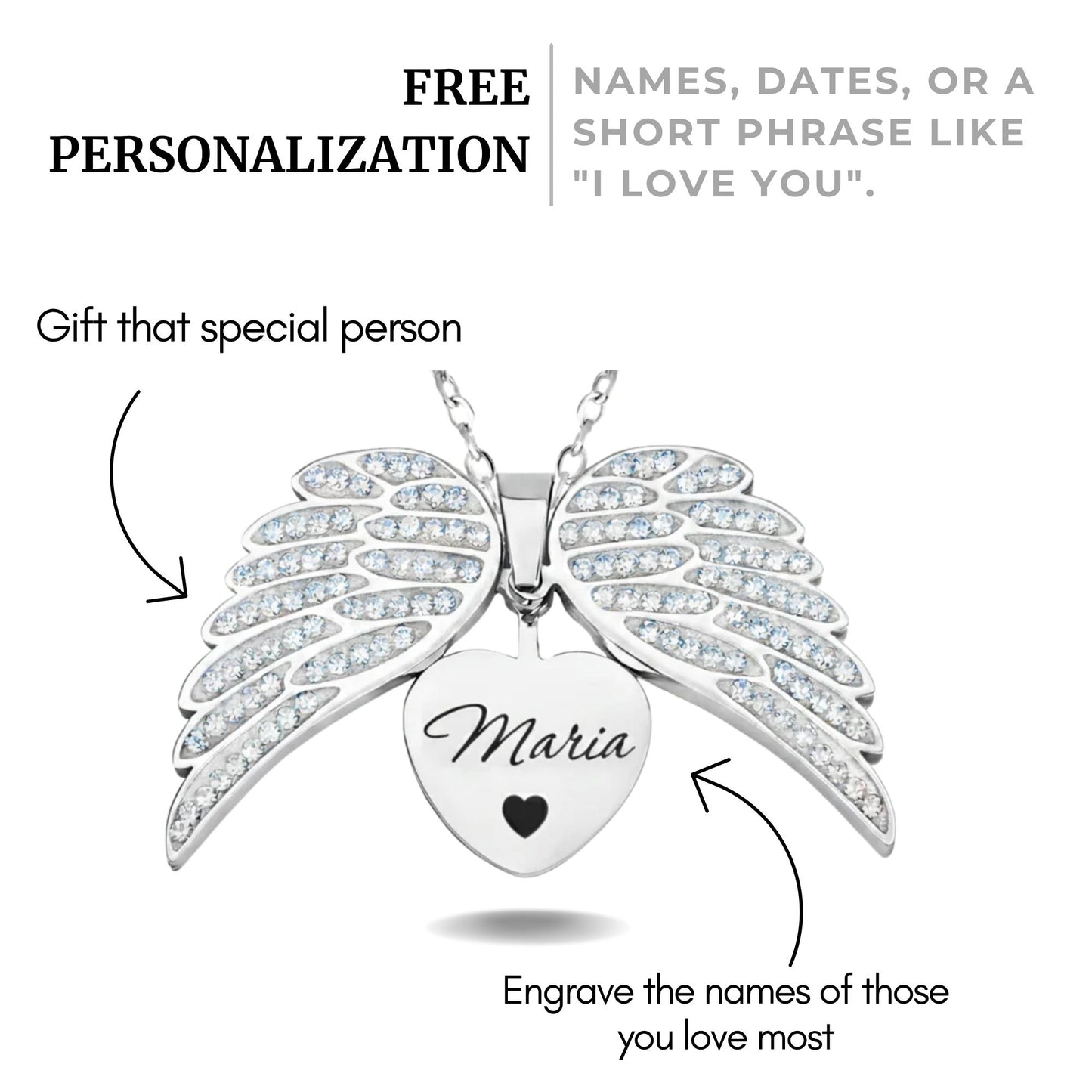 Personalized Angel Wings  Necklace