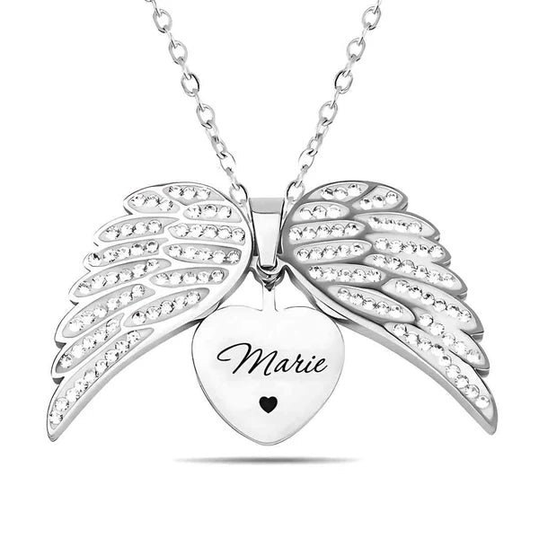 Customizable Necklace With Plated Angel Wings