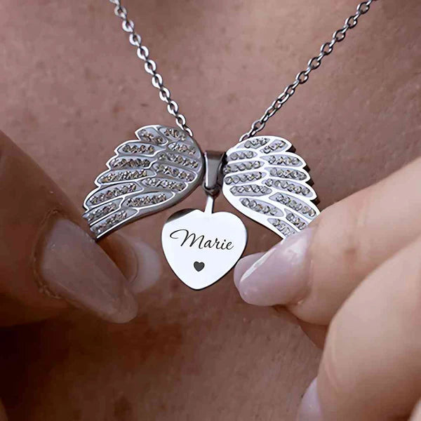 Customizable Necklace With Plated Angel Wings