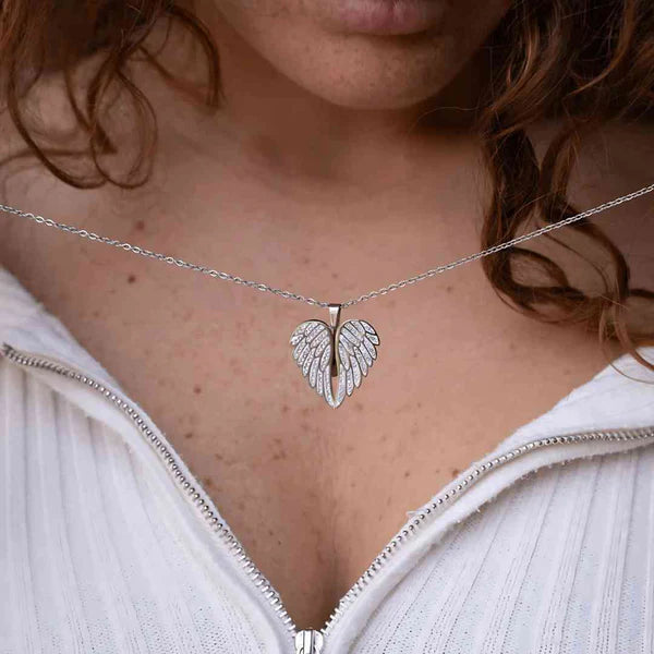 Customizable Necklace With Plated Angel Wings