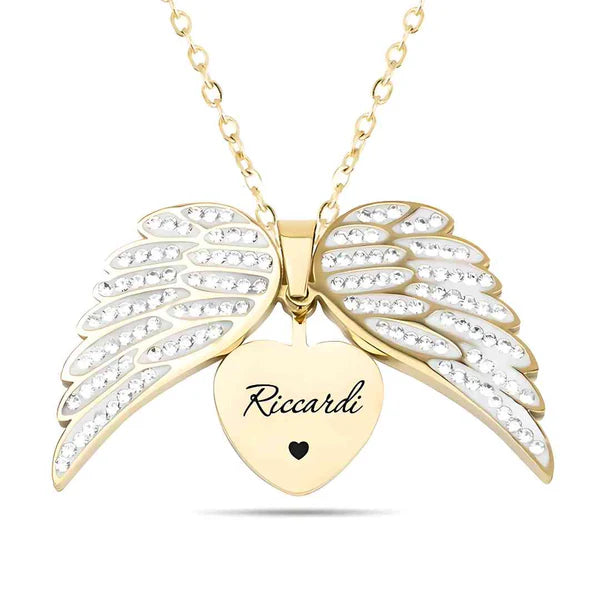 Customizable Necklace With Plated Angel Wings